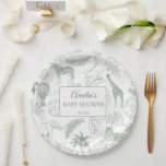 Sage Green Jungle Safari Animals Baby Shower ペーパープレート<br><div class="desc">Inspired by vintage wildlife sketch illustrations and delicate tropical botanicals,  this safari design brings a calm jungle elegance to the celebration. Soft sage-green animals,  leafy branches,  and airy botanical elements create a beautifully coordinated look for a stylish baby shower table.</div>