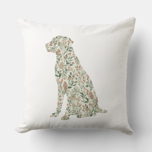 Sage Green Labrador Retriever Wildflower Cottage クッション (正面)