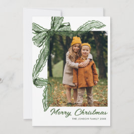 Sage Green Lace Christmas Bow Ribbon 2 Photo シーズンカード