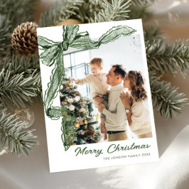 Sage Green Lace Christmas Bow Ribbon 2 Photo シーズンカード