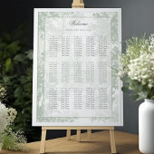 Sage Green Landscape Toile Wedding Seating Chart ポスター