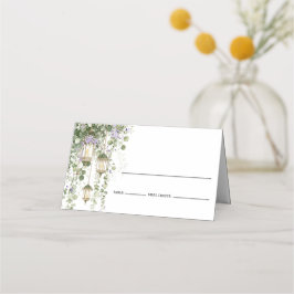 Sage Green Lantern Garden Themed Place Card  プレイスカード