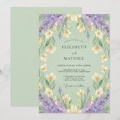 Sage Green Lavender Spring Wedding 招待状 (正面/裏面)