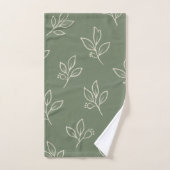 Sage Green Leaf Bathroom Towel Set バスタオルセット (ハンドタオル)