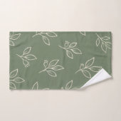 Sage Green Leaf Bathroom Towel Set バスタオルセット (ハンドタオル)