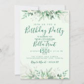 Sage Green Leaf Birthday Invitations 招待状 (正面)