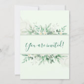 Sage Green Leaf Birthday Invitations 招待状 (裏面)