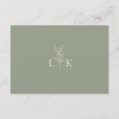 Sage Green Leaf Monogramの結婚QRコード詳細 エンクロージャーカード (裏面)