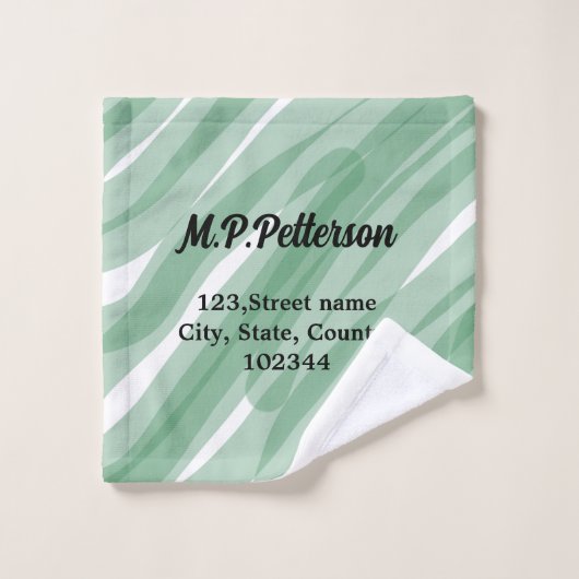 Sage green leafy add name address文字pattern boh ウォッシュタオル (ウォッシュタオル)