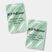 Sage green leafy add name address文字pattern boh バッジ (正面＆裏面)