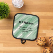 Sage green leafy add name address文字pattern boh 鍋敷き (トップダウン)