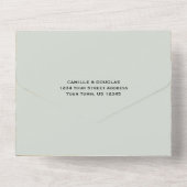 Sage Green Leaves and Gold Dust Wedding | オールインワン招待状 (裏面)