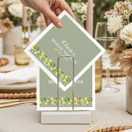 Sage Green Lemon Bridal Shower Party Napkins  スタンダードカクテルナプキン