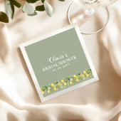 Sage Green Lemon Bridal Shower Party Napkins  スタンダードカクテルナプキン