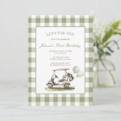Sage Green Let's Par-Tee Golf 1st Birthday Party  招待状 (スタンド正面)