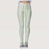 Sage Green (Light, Medium, Dark) and White Striped レギンス (正面)