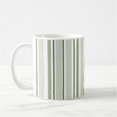 Sage Green (Light, Medium, Dark) and White Stripes コーヒーマグカップ (左)