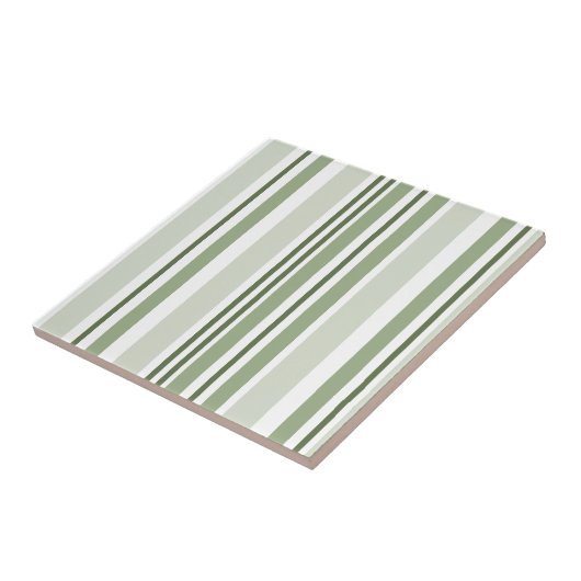 Sage Green (Light, Medium, Dark) and White Stripes タイル (側面)