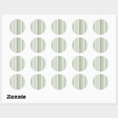 Sage Green (Light, Medium, Dark) and White Stripes ラウンドシール (シート)