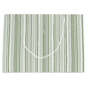 Sage Green (Light, Medium, Dark) and White Stripes ラージペーパーバッグ (正面)