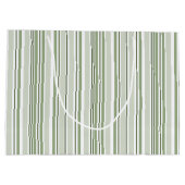 Sage Green (Light, Medium, Dark) and White Stripes ラージペーパーバッグ (裏面)