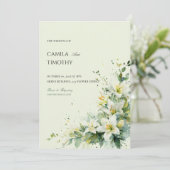 Sage Green Lily of the Valley Floral Wedding 招待状 (スタンド正面)