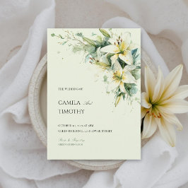 Sage Green Lily of the Valley Floral Wedding 招待状