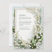 Sage Green Lily Valley Botanical Frame Wedding 招待状 (正面)