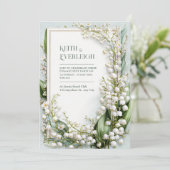 Sage Green Lily Valley Botanical Frame Wedding 招待状 (スタンド正面)