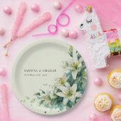 Sage Green Lily Valley Elegant Floral Wedding ペーパープレート (パーティー)