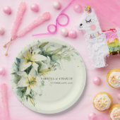 Sage Green Lily Valley Elegant Floral Wedding ペーパープレート (パーティー)