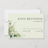 Sage Green Lily Valley Floral QR Code Wedding 出欠カード (正面)