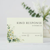 Sage Green Lily Valley Floral QR Code Wedding 出欠カード (スタンド正面)