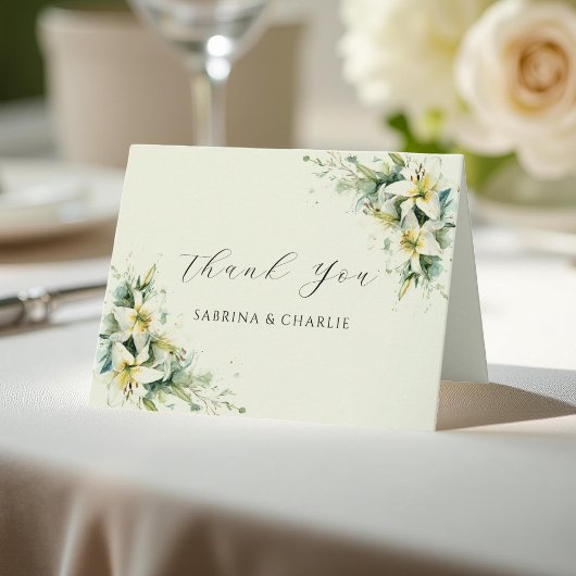 Sage Green Lily Valley Sophisticated Floral サンキューカード