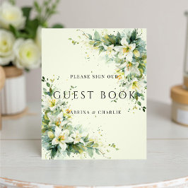 Sage Green Lily Valley Wedding Guest Book Sign フォトプリント