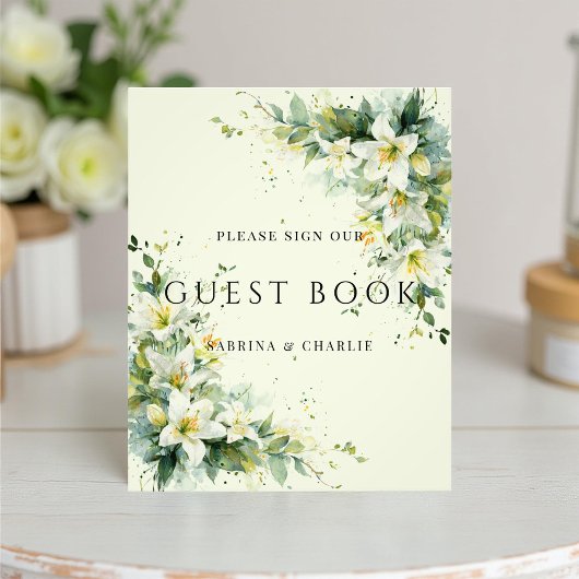 Sage Green Lily Valley Wedding Guest Book Sign フォトプリント
