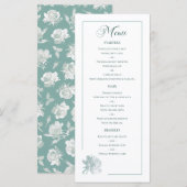 Sage Green Line Art Rose Dinner Details Wedding メニュー (正面/裏面)