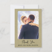 Sage Green Linenの写真結婚コラージュありがとう サンキューカード (正面)