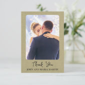 Sage Green Linenの写真結婚コラージュありがとう サンキューカード (スタンド正面)