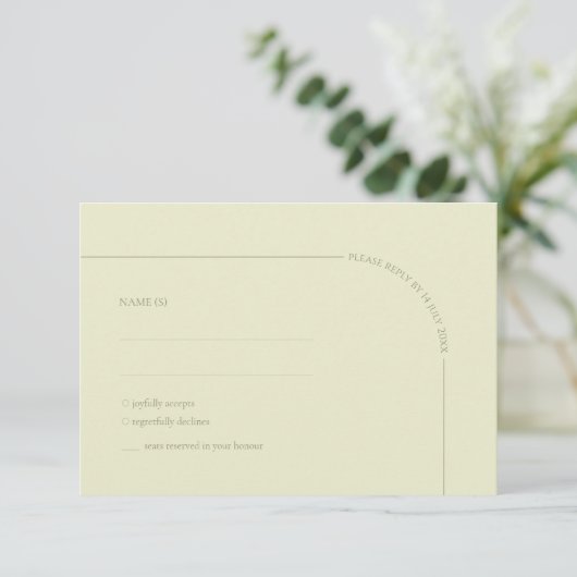 Sage Green & Linen Arch Minimalist Meal Choice  出欠カード (スタンド正面)