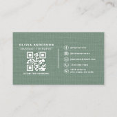 Sage Green Linen Massage Therapist QR Code  名刺 (裏面)