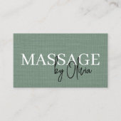 Sage Green Linen Massage Therapist QR Code  名刺 (正面)