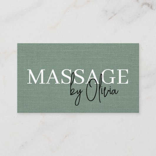 Sage Green Linen Massage Therapist QR Code  名刺 (正面)