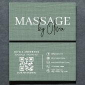 Sage Green Linen Massage Therapist QR Code  名刺