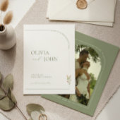 Sage Green & Linen Minimalist Save the Date Card 招待状