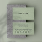 Sage Green Linen Texture Loyalty Card 名刺