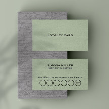Sage Green Linen Texture Loyalty Card