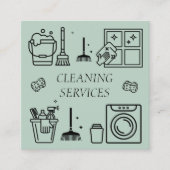 Sage Green Logo Cleaning Services Commercial スクエア名刺 (正面)