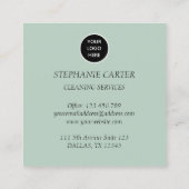 Sage Green Logo Cleaning Services Commercial スクエア名刺 (裏面)