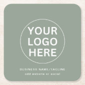 Sage Green Logo lプロフェッショナルブランドビジネス スクエアペーパーコースター (正面)